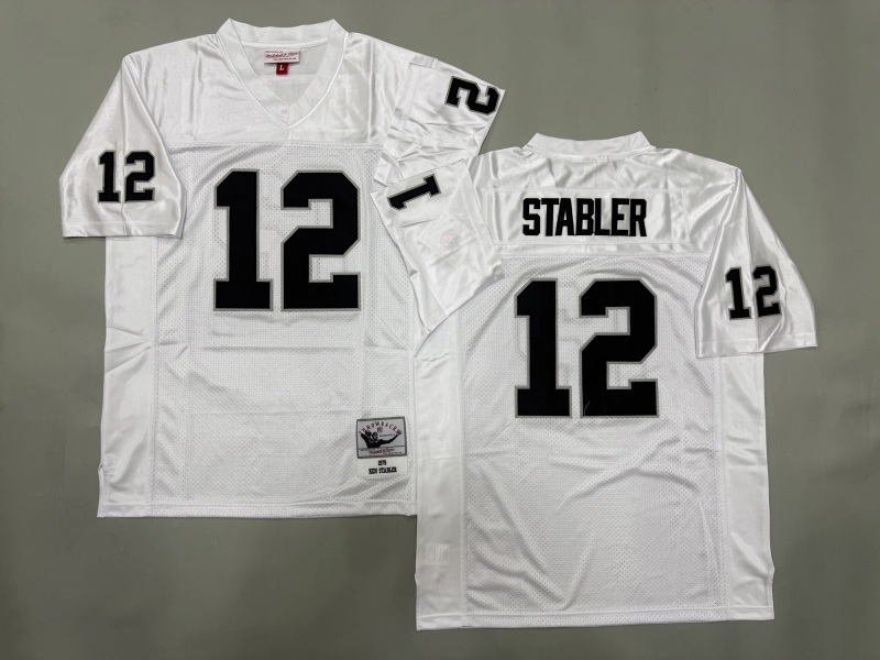 Men 2025 Nike Oakland Raiders #12 Stabler white Throwback Limited NFL Jersey style 001